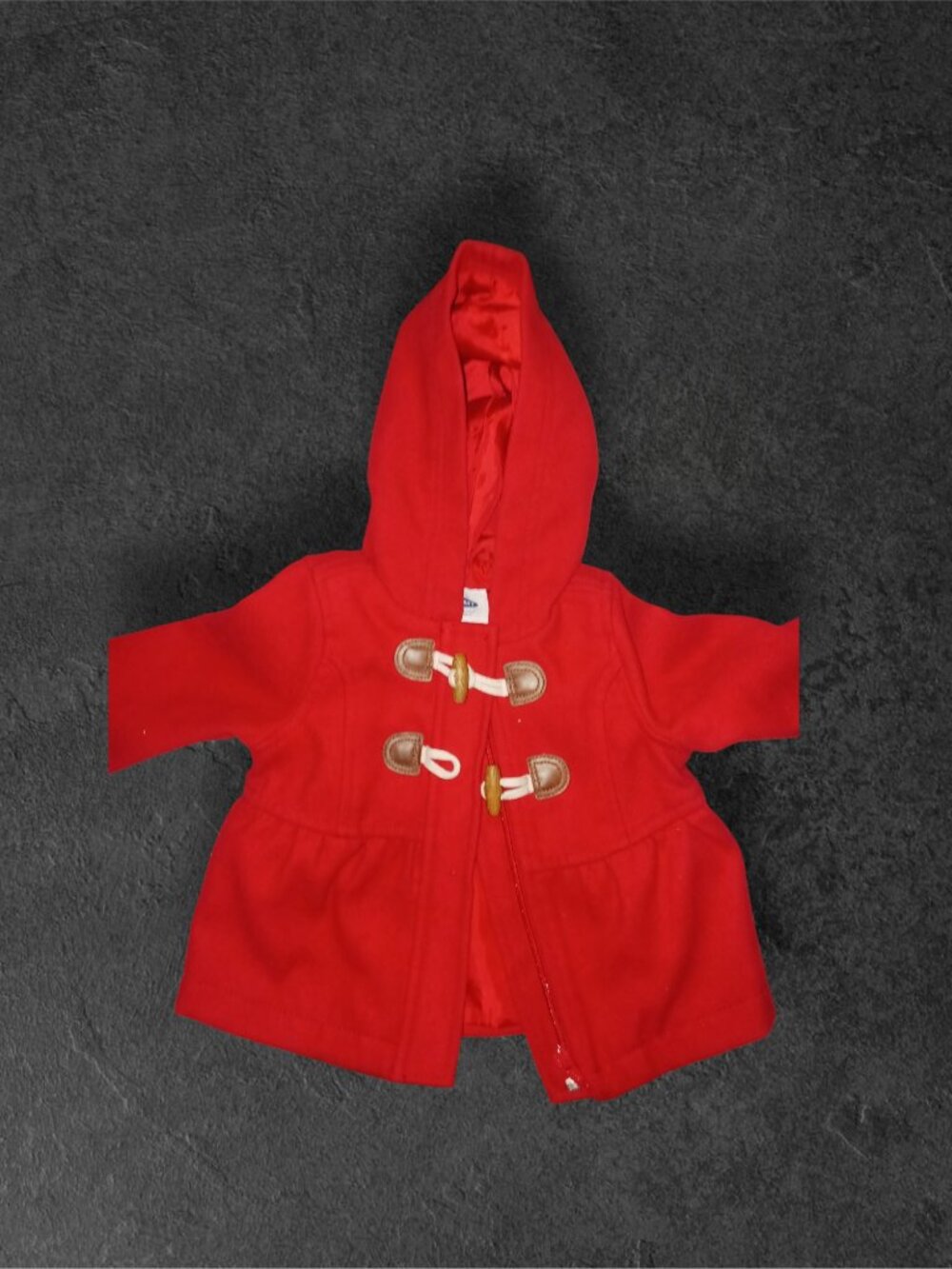 Old Navy Baby Red Hooded Peacoat Toggle Coat 3-6 Months Holiday Winter Jacket